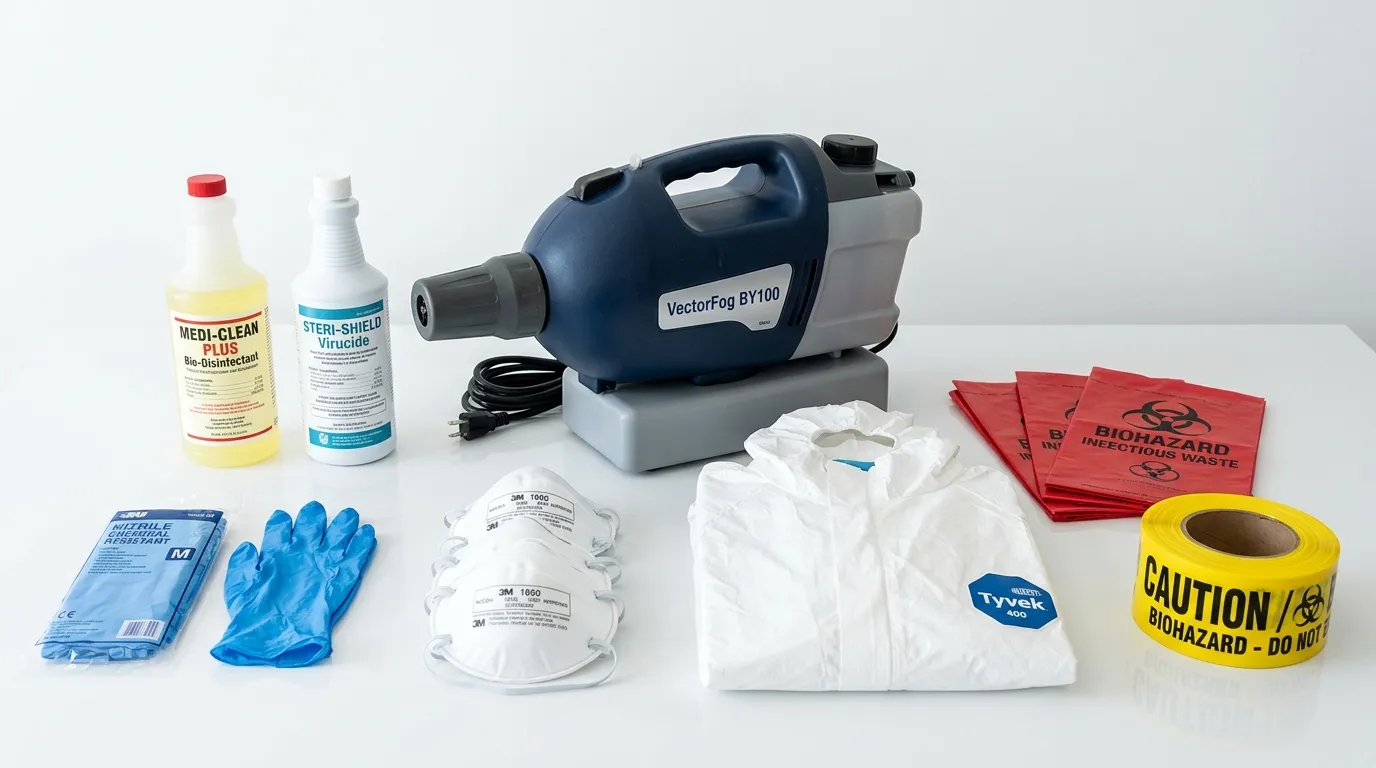 Professional biohazard remediation crew working in Commack